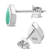 Turquoise Drop Silver Stud Earrings, e333